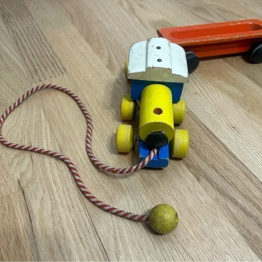 Vintage Playskool Wood Pull Train Caboose Engine 50s 60s Children Kids Toy